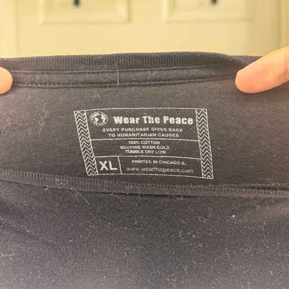 Black Cotton Peace T-Shirt - Picture 3 of 3